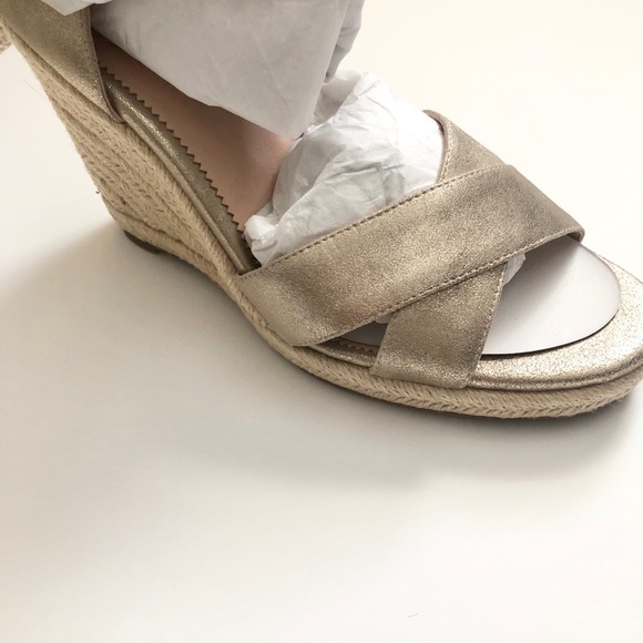 NEW JCrew Jute Metallic Wedge Sandals - Picture 7 of 8